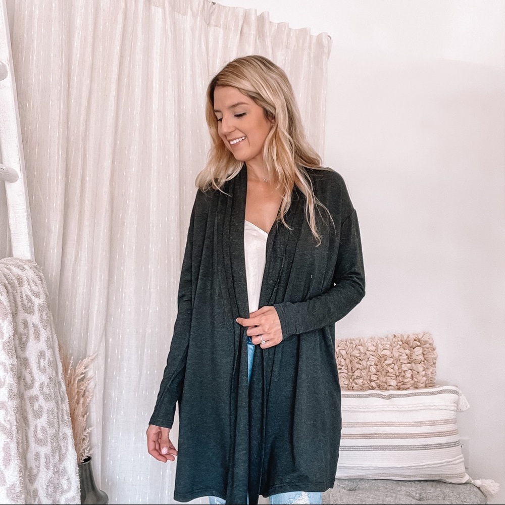 Longline cardigan in black